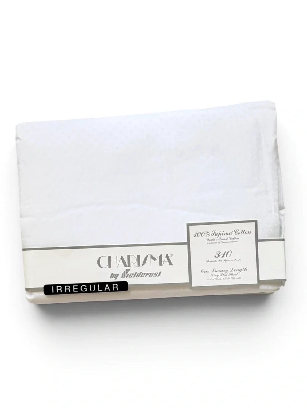 Charisma by Fieldcrest White Classic Dot 310 Thread Count Cotton King Flat Sheet